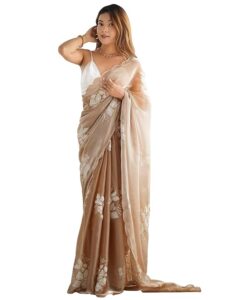 Women's Shimmer Organza Sequence Embroidery Saree